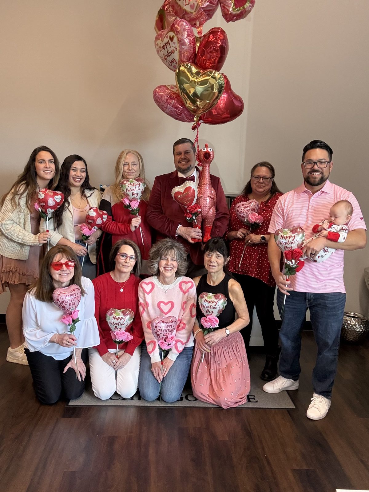 Realtors celebrating at a Valentine's themed mixer
